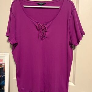 Lauren Ralph Lauren Magenta Short Sleeve Top
